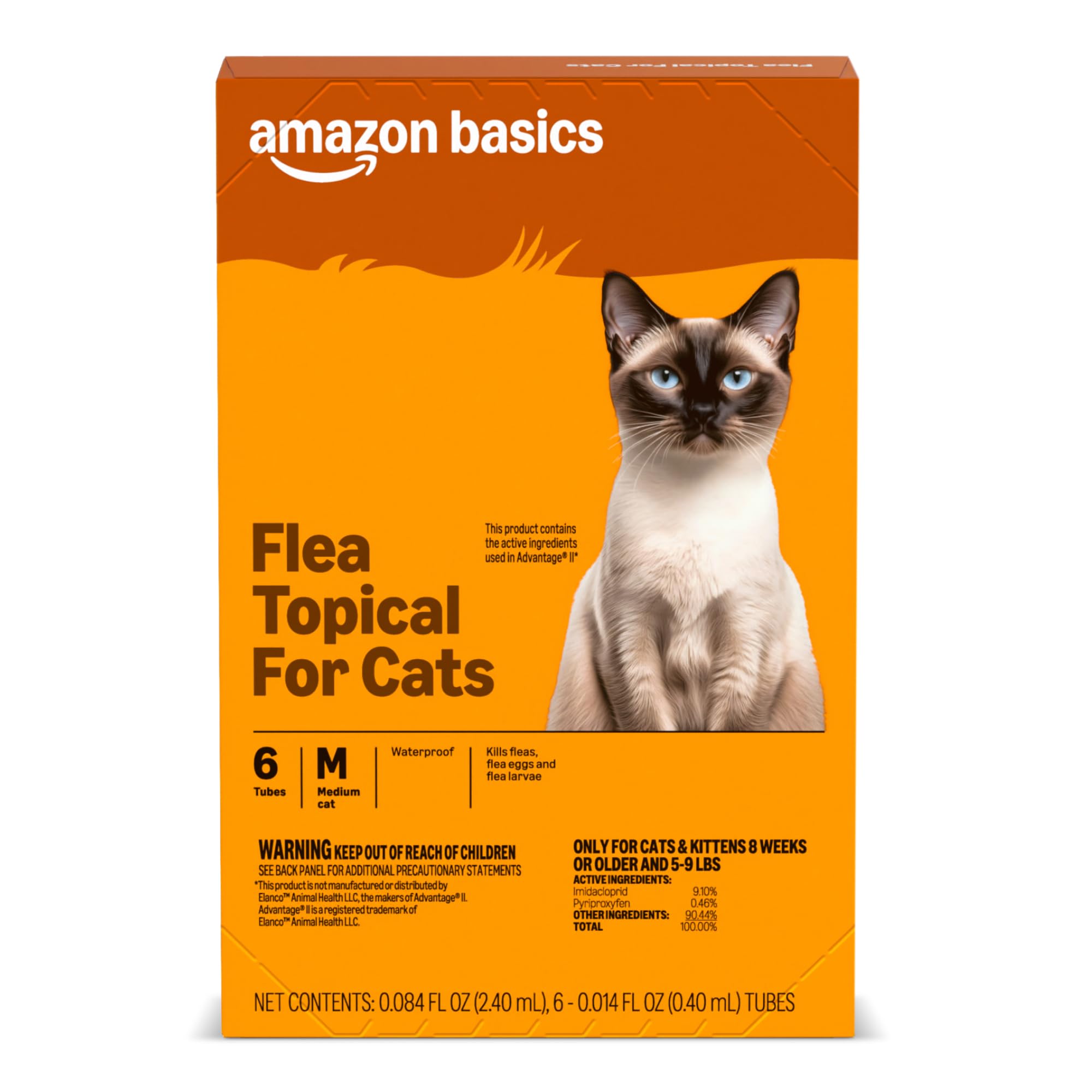 Amazon Basics tratamiento pulgas para gatos medianos, bote de 6 dosis.