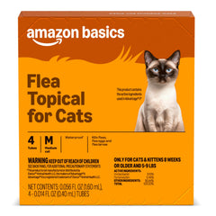 Amazon Basics tratamiento tópico para gatos medianos, paquete de 4 dosis para fácil aplicación.