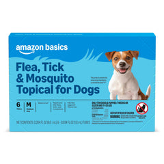 Amazon Basics tratamiento tópico para perros medianos, 6 dosis para pulgas y garrapatas.