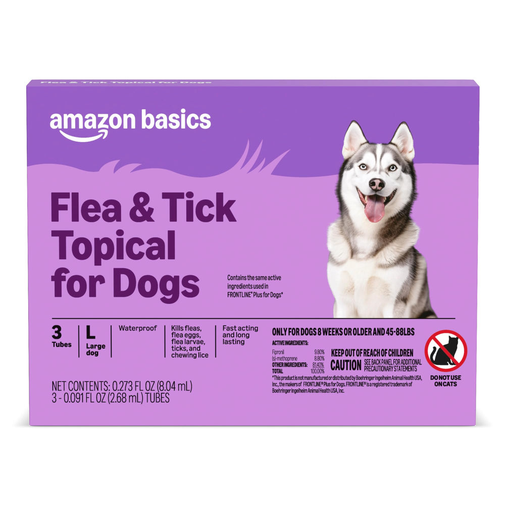 Amazon Basics tratamiento tópico para perros grandes, listo para aplicación contra pulgas y garrapatas