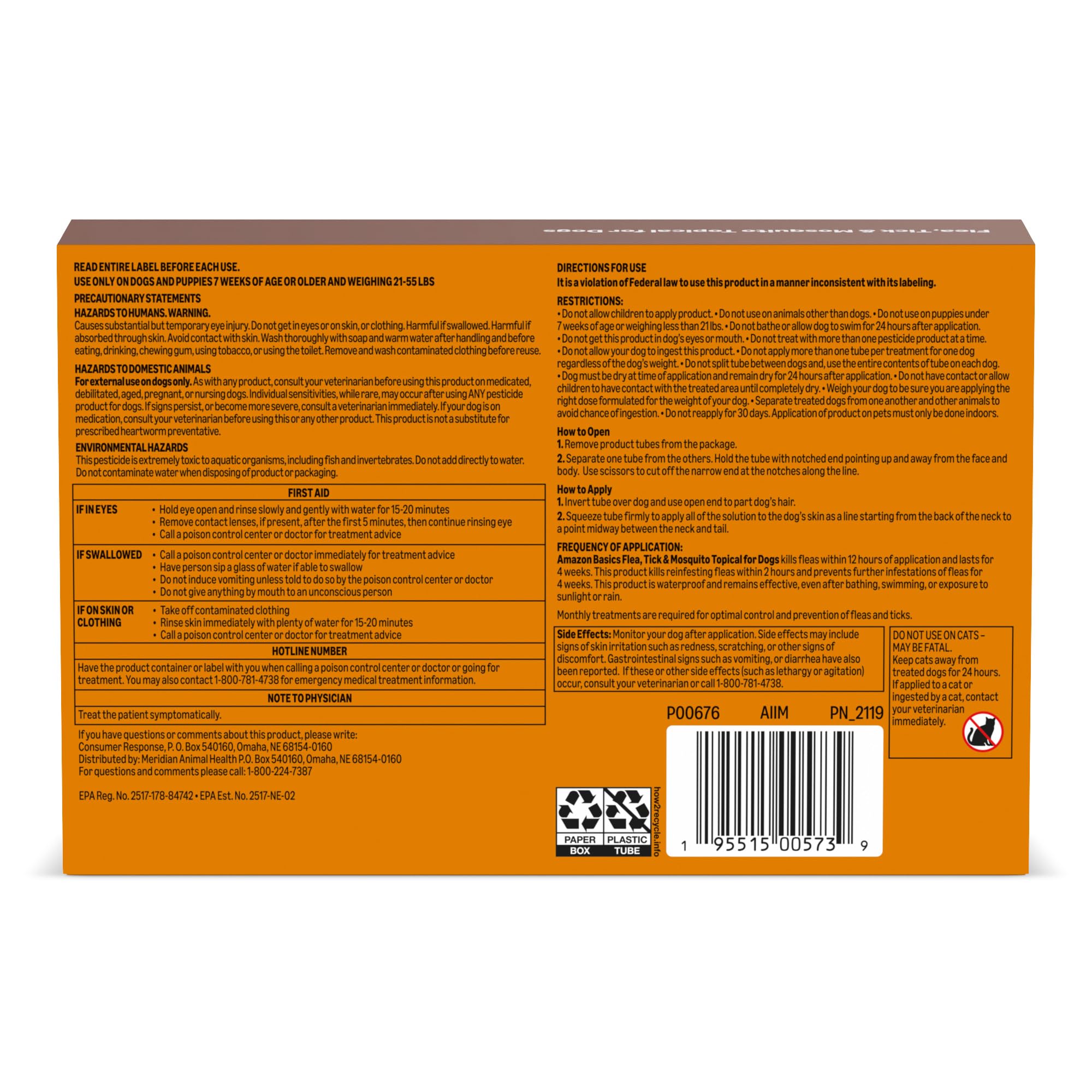 Amazon Basics uso externo seguro para perros, siguiendo indicaciones.