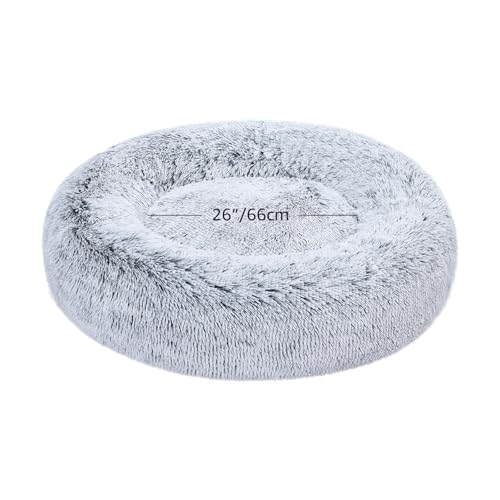Cama redonda de peluche para acurrucarse y descansar cálidamente.
