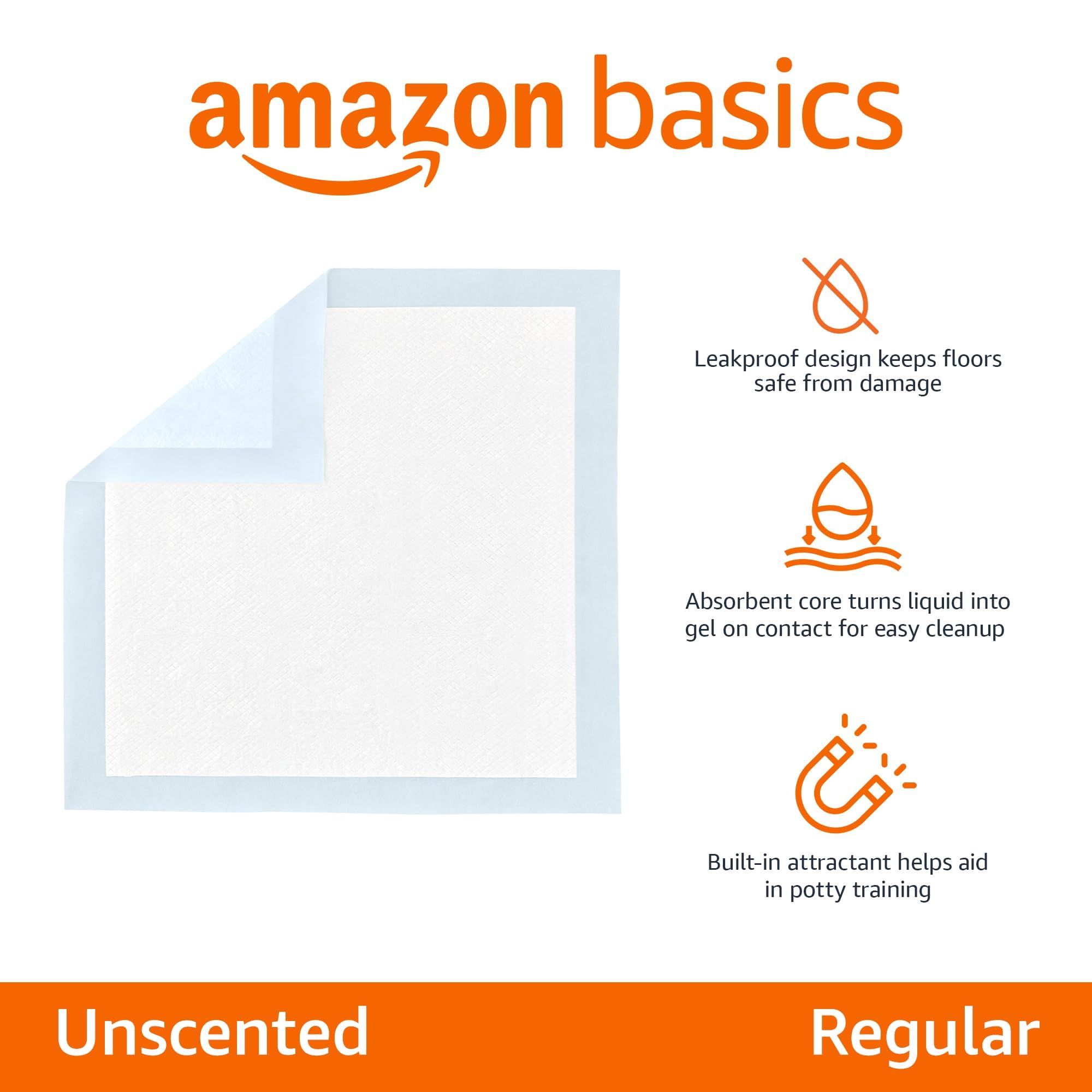 Almohadillas Amazon Basics 5 capas, absorción rápida, ideal para entrenamiento diario.
