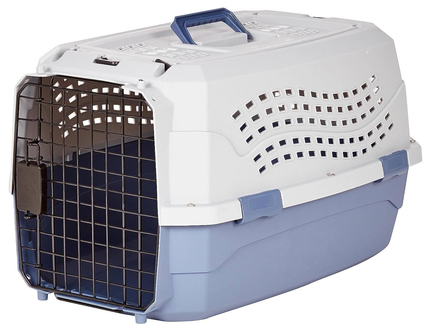 Amazon Basics transportín portatil para mascotas con dos puertas – acceso frontal cómodo.