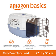 Amazon Basics transportín mascotas con puerta superior – entrada rápida y manejo sencillo.