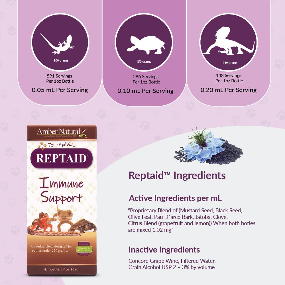 AMBER NATURALZ Reptaid XL, etiqueta clara con instrucciones de uso