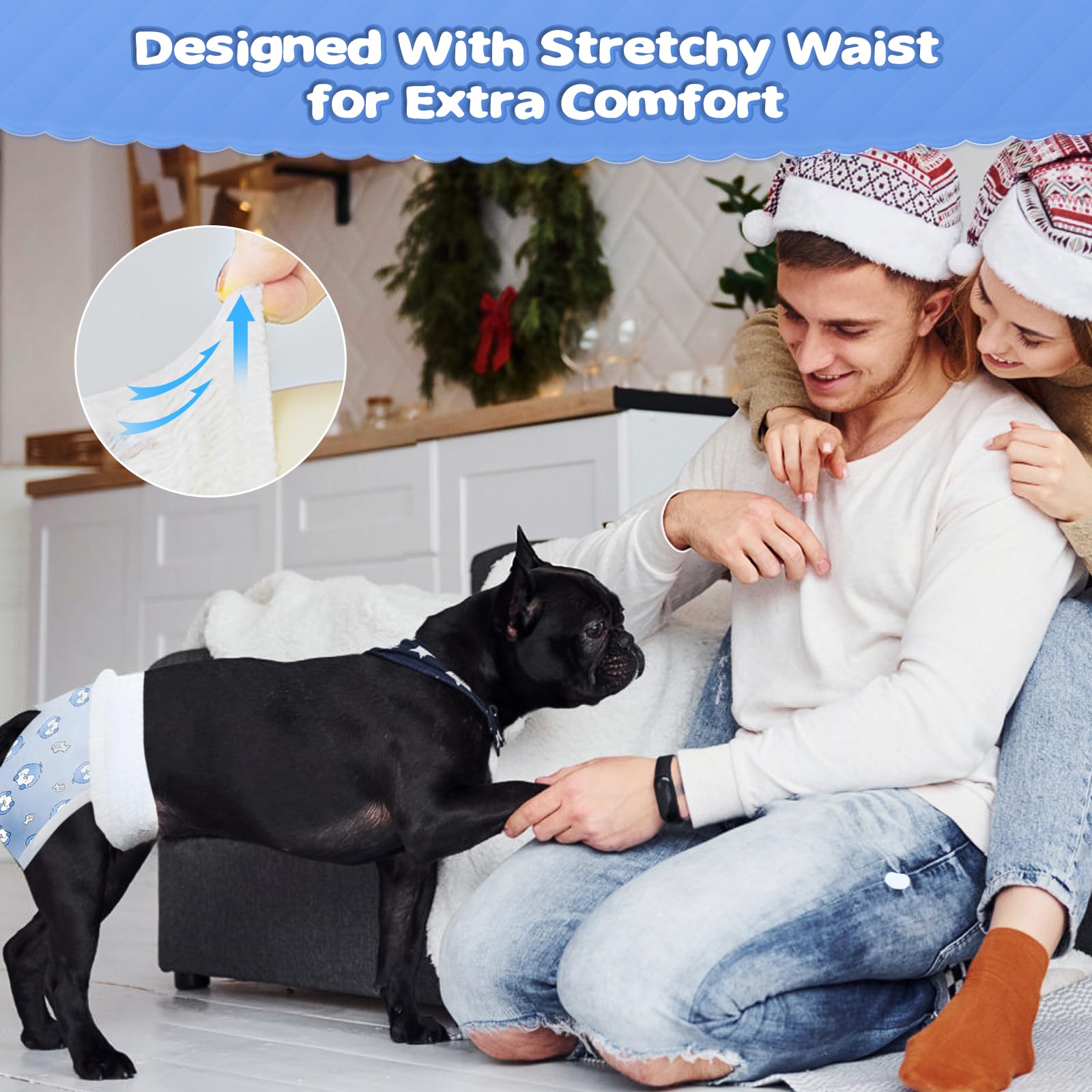 Ambreview pañales para perro femenino con borde impermeable 360°, evita fugas durante la actividad