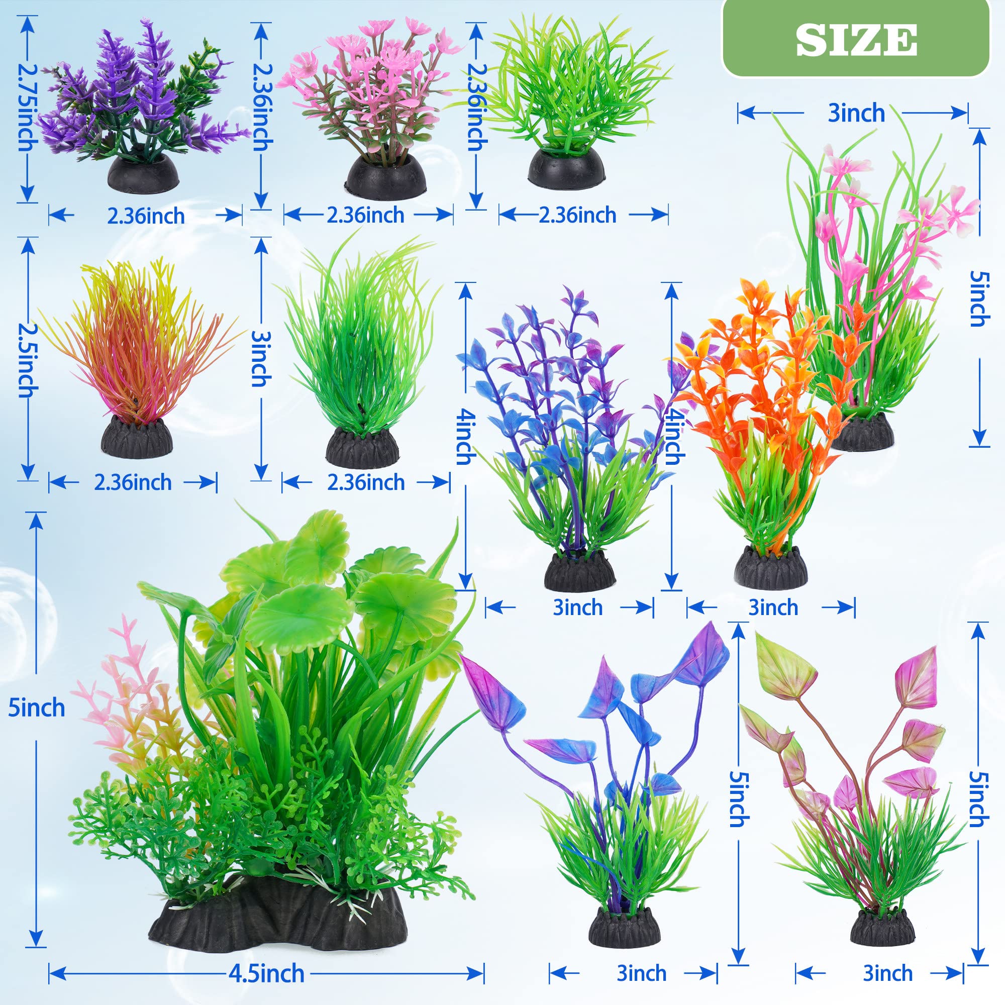 Ameliade plantas-artificiales-pequenas-2-pulgadas: ideal para rincones del acuario
