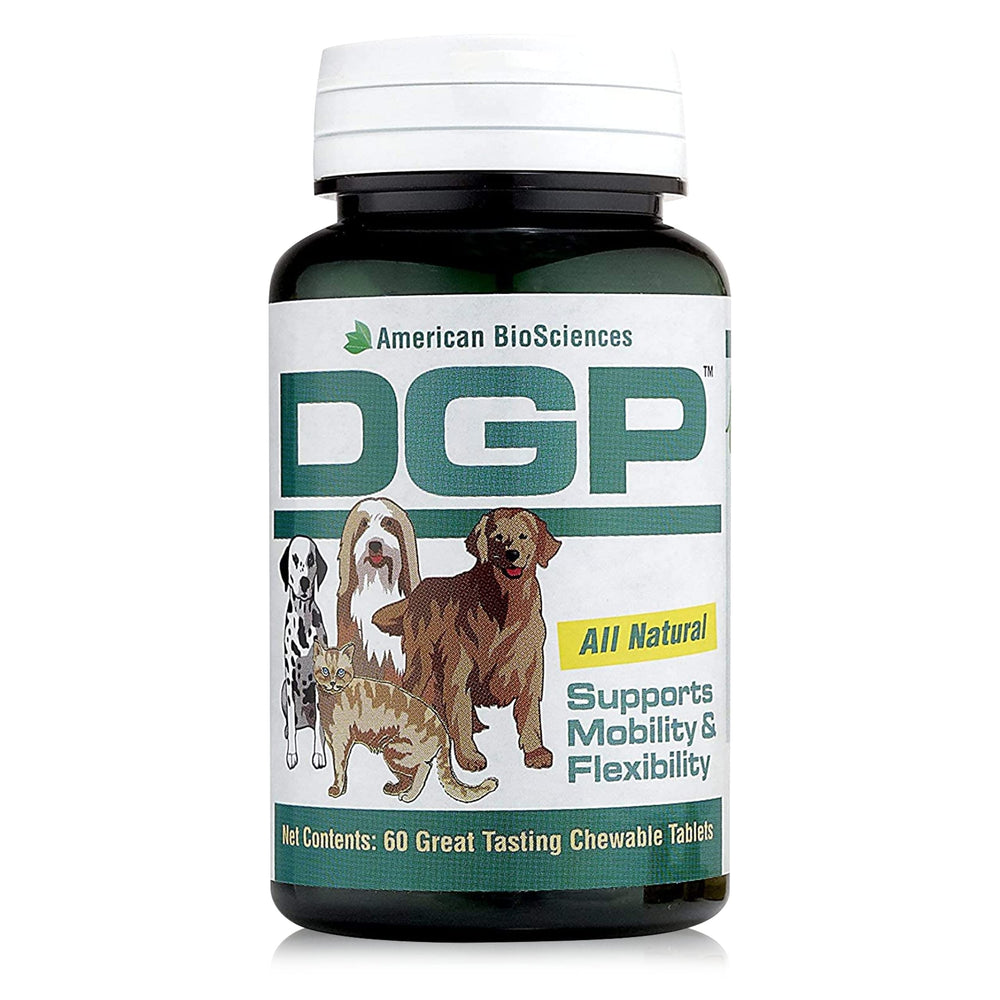 American BioSciences DGP, frasco frontal, apoyo articular natural para perros activos.