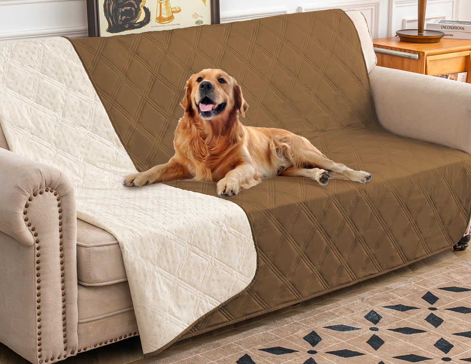 Ameritex funda impermeable para perro sobre sofá, protege ante líquidos y suciedad