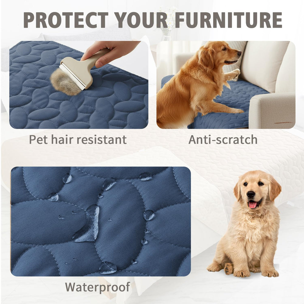 Protector de sofá Ameritex, diseño nuevo en color azul.