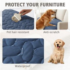 Protector de sofá Ameritex, diseño nuevo en color azul.