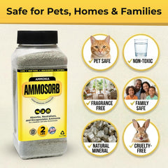AMMOSORB seguro para mascotas en interiores mantiene aire fresco.