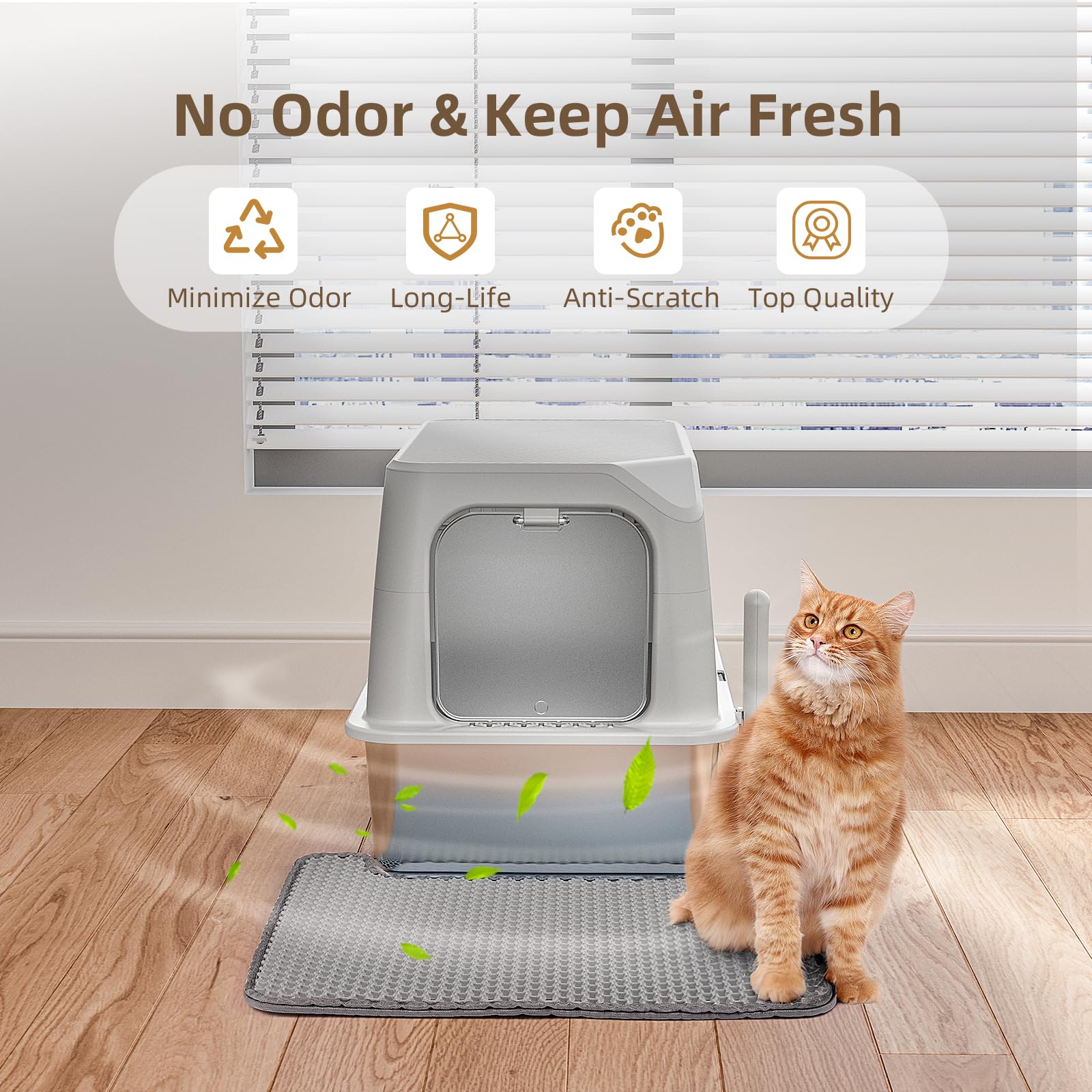 Gran capacidad de Amniau caja de arena para gatos grandes