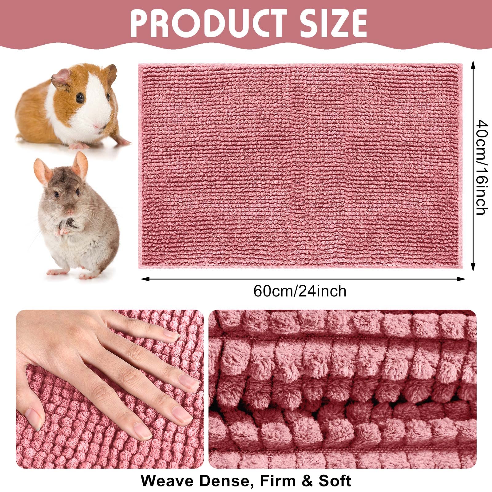 Amylove alfombrilla chenille absorbente rosa, tacto suave y secado rápido