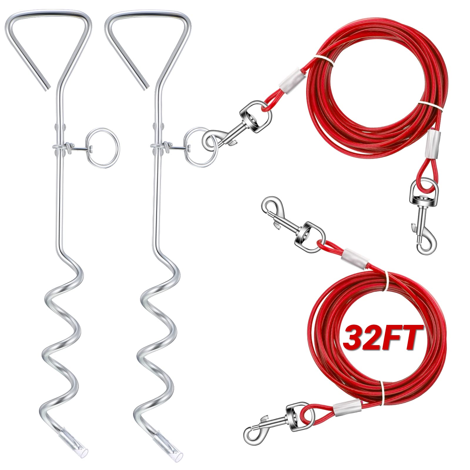 Amylove cable para perro de 32 pies, libertad controlada al exterior.