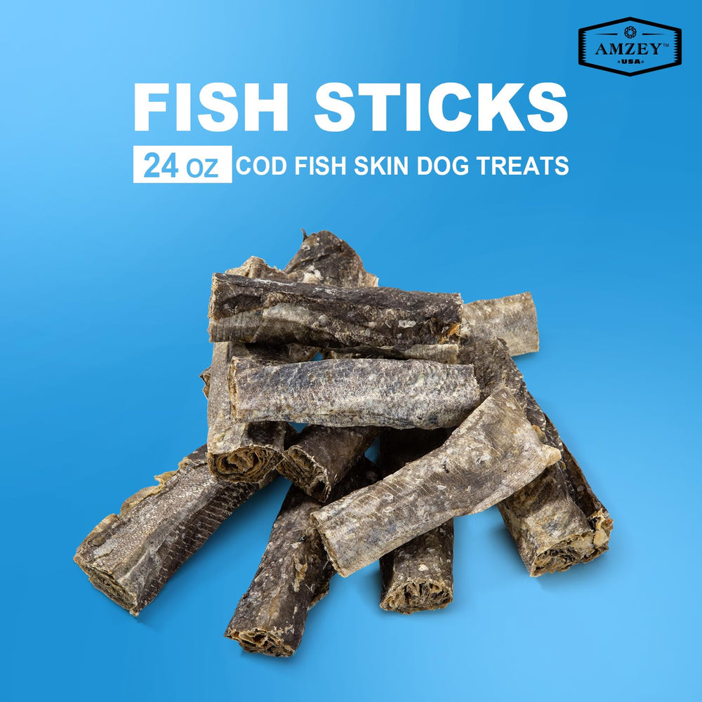 Amzey Cod Skin, masticables de pescado, refuerzan hábitos de juego y recompensa.