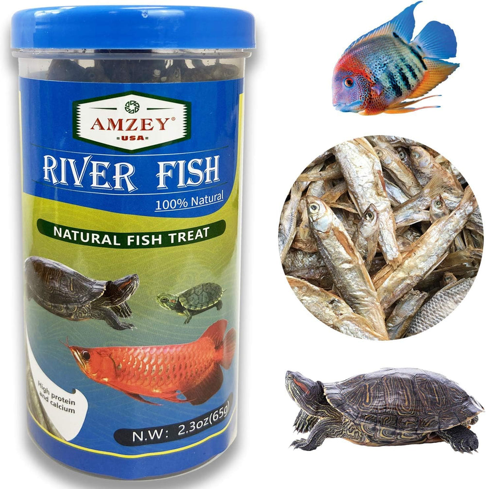 Amzey Pescado Río Seco peso 2-3 oz, porción conveniente para mascotas.