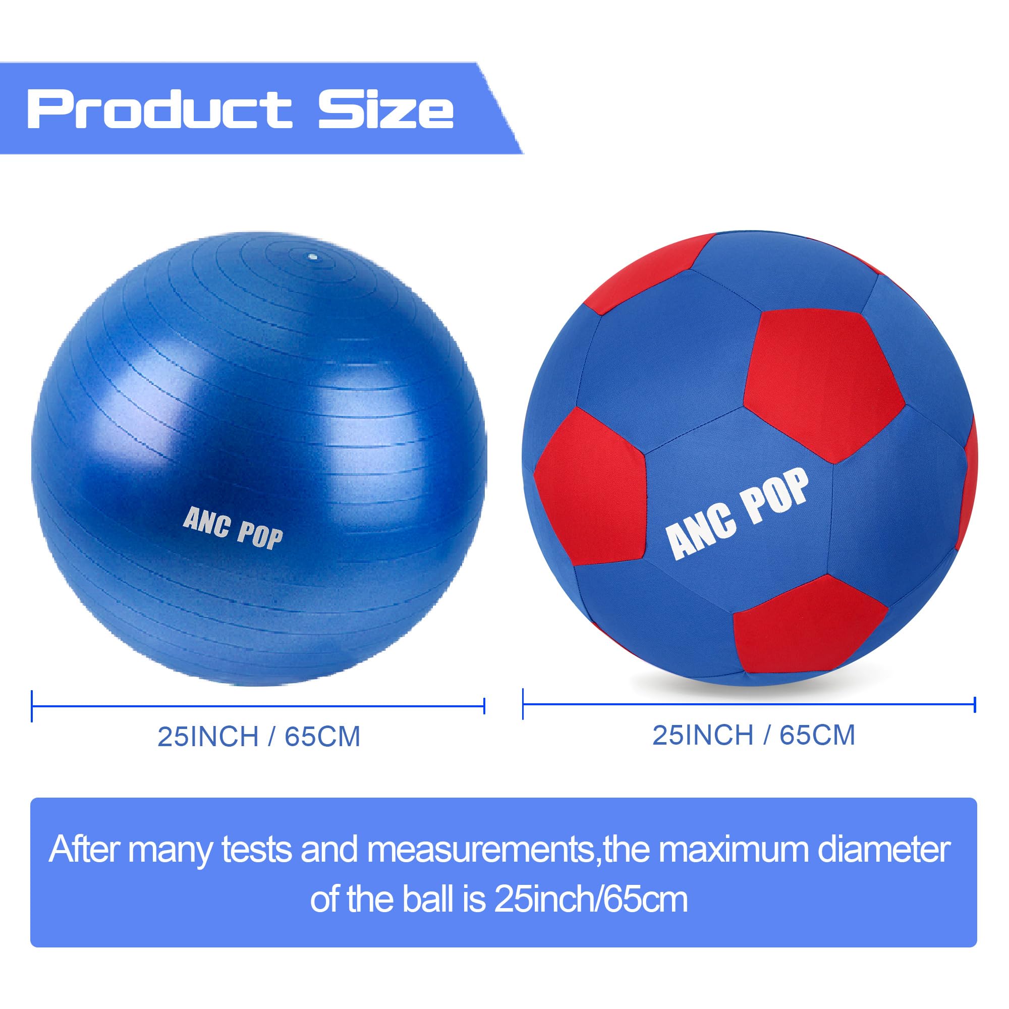 ANC POP Bola de PVC de 25 pulgadas lista para entrenamiento y juego seguro.