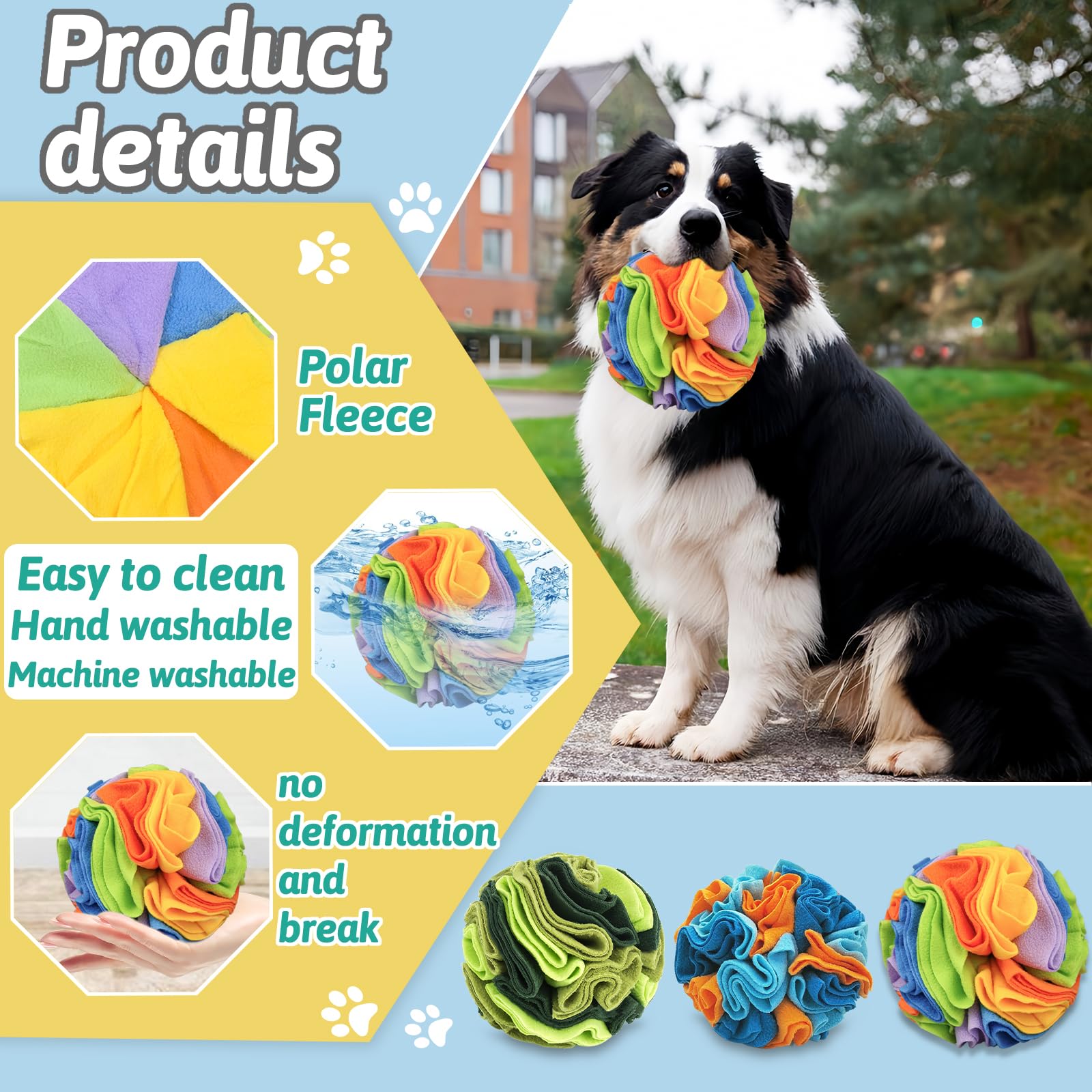 Andiker bola de olfato para perros, colores brillantes, capta atención.