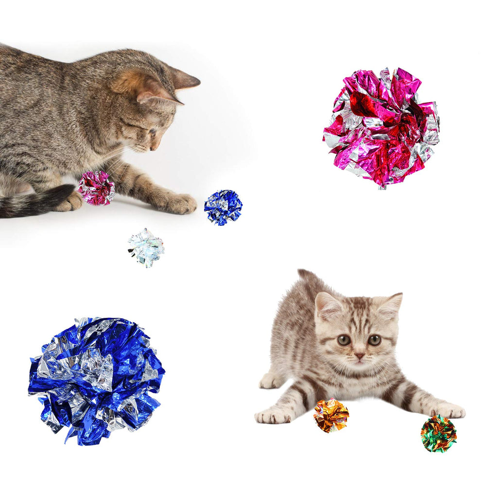 Andiker pelotas crinkle para gatos plata, reflexión brillante para captar la atención