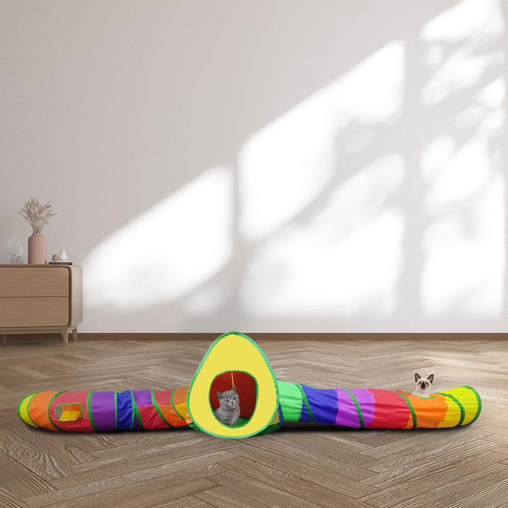 Andiker tent-gato con PlushBall, montaje sencillo y almacenamiento compacto.