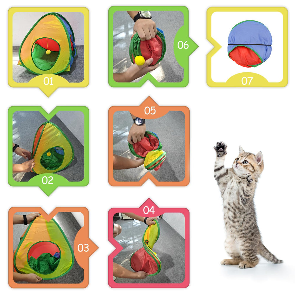 Andiker tent-gato con PlushBall, techo con bola campana para estimulación lúdica.