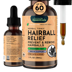 Animal Essentials alivio de bolas de pelo para gatos y perros; ayuda al paso suave.