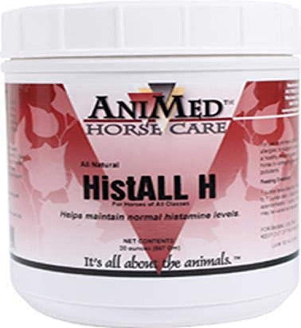 ANIMED HistAll H, bote de polvo para caballos, apoyo respiratorio.