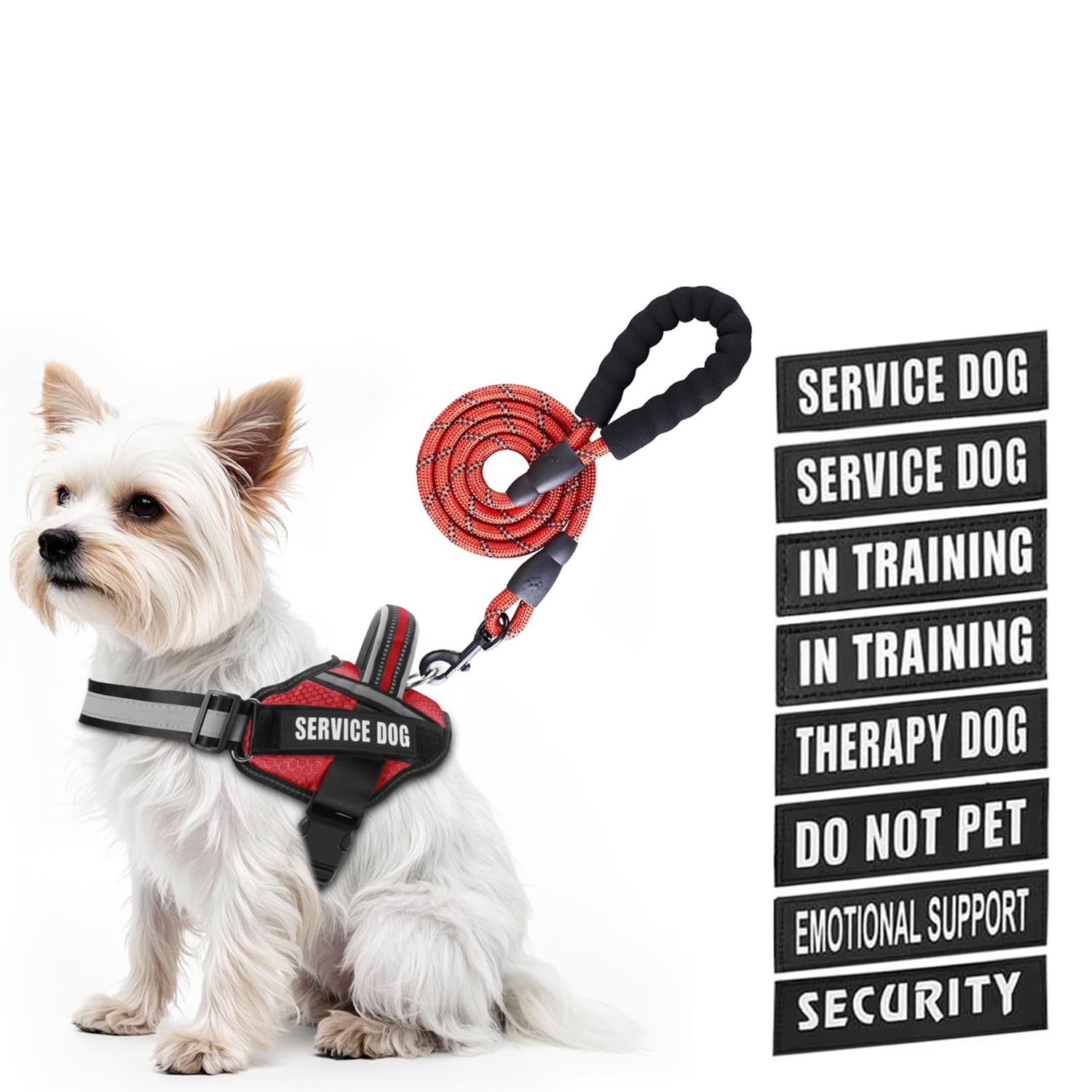 Animire arnés de servicio para perro con parches, señalización y beneficios de personalización.