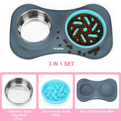 Anipaw plato de agua inoxidable 23oz para beber sin derrames.