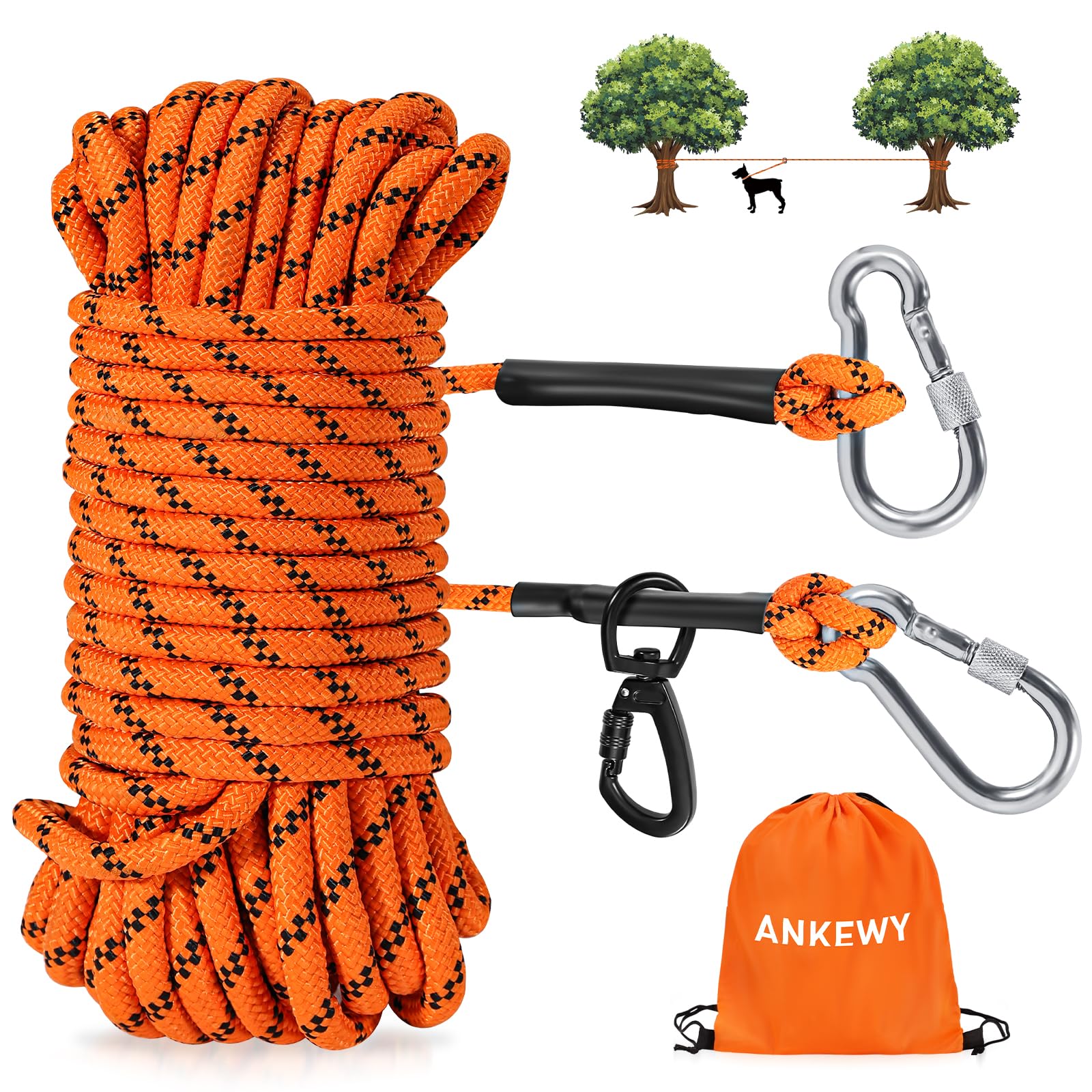 ANKEWY cable para perro de 50 pies para camping ofrece libertad controlada.