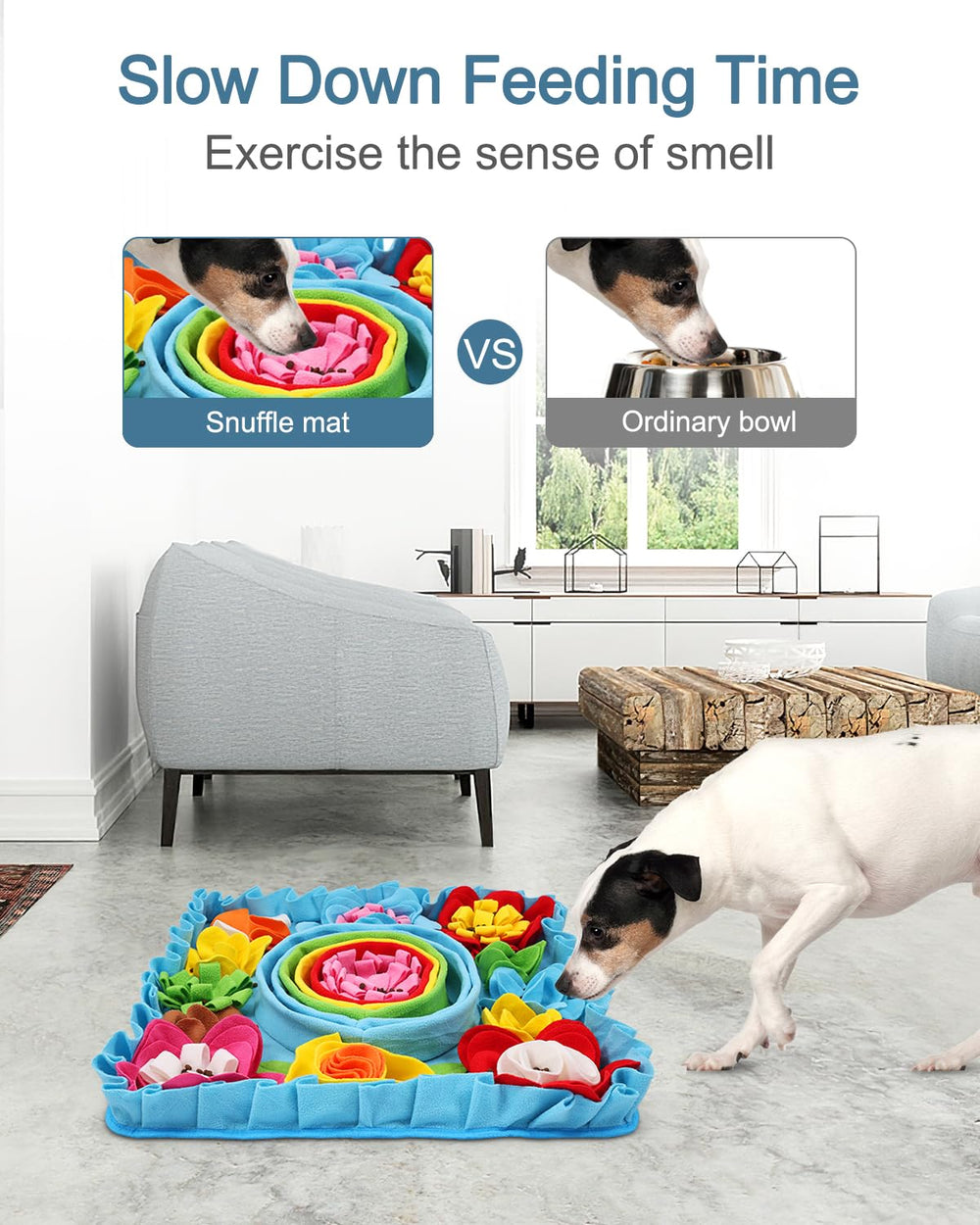 Alfombra olfativa Ankilo, colores vivos para mantener al perro entretenido.
