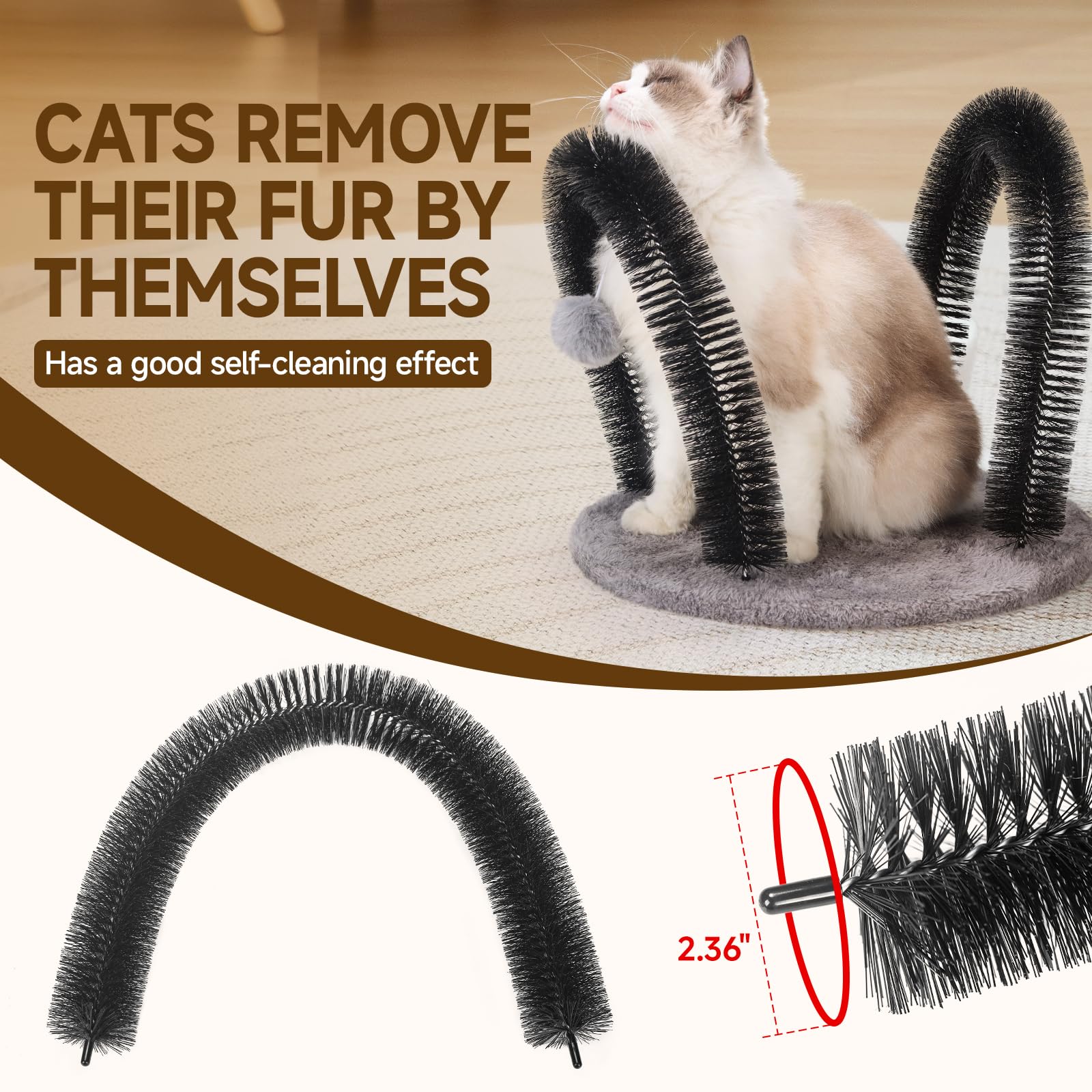 Ankuliy arco autocepillado, base pesada y anti deslizante para gatos.