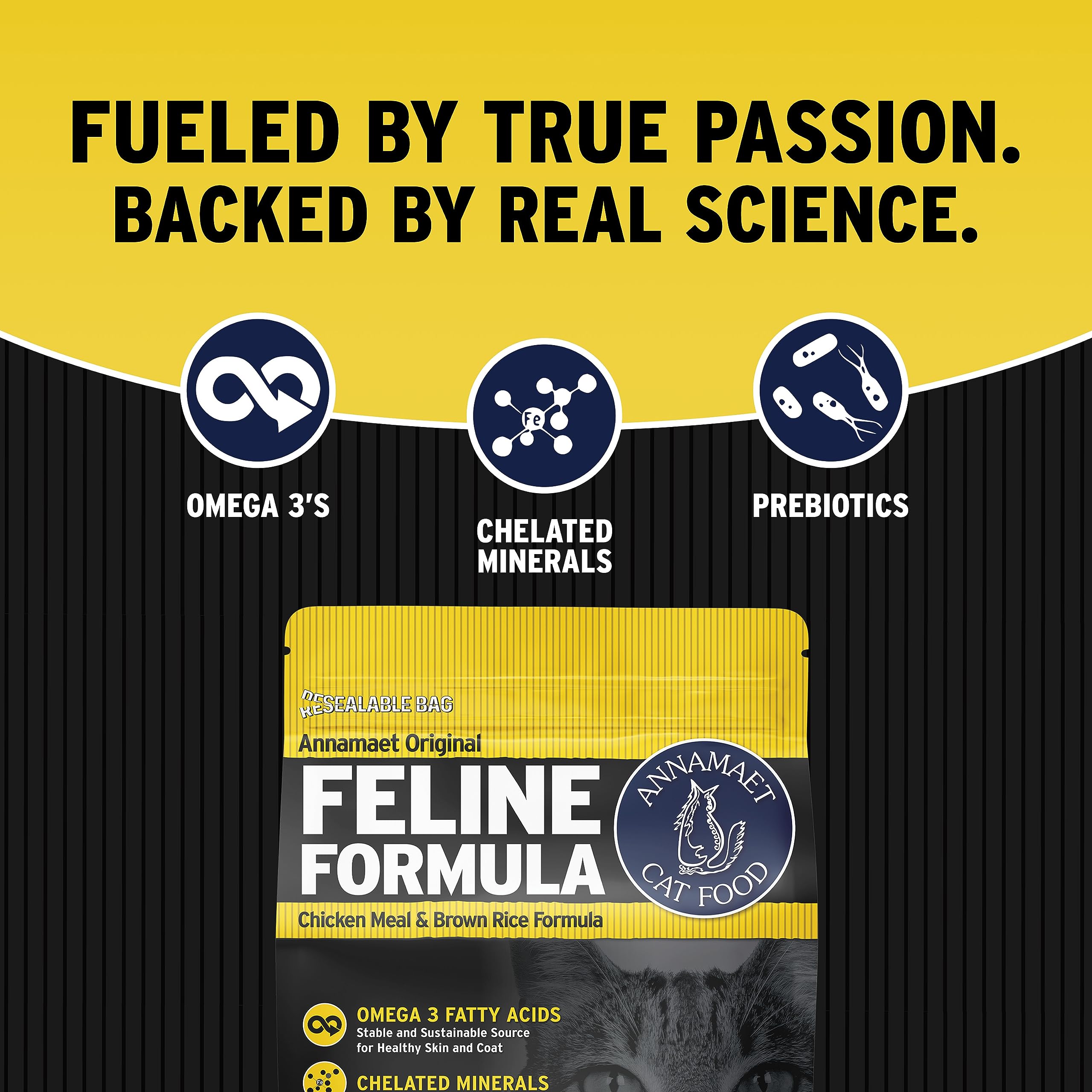 Annamaet Original Feline Formula envase sostenible bio-flex, facilidad de reciclaje.