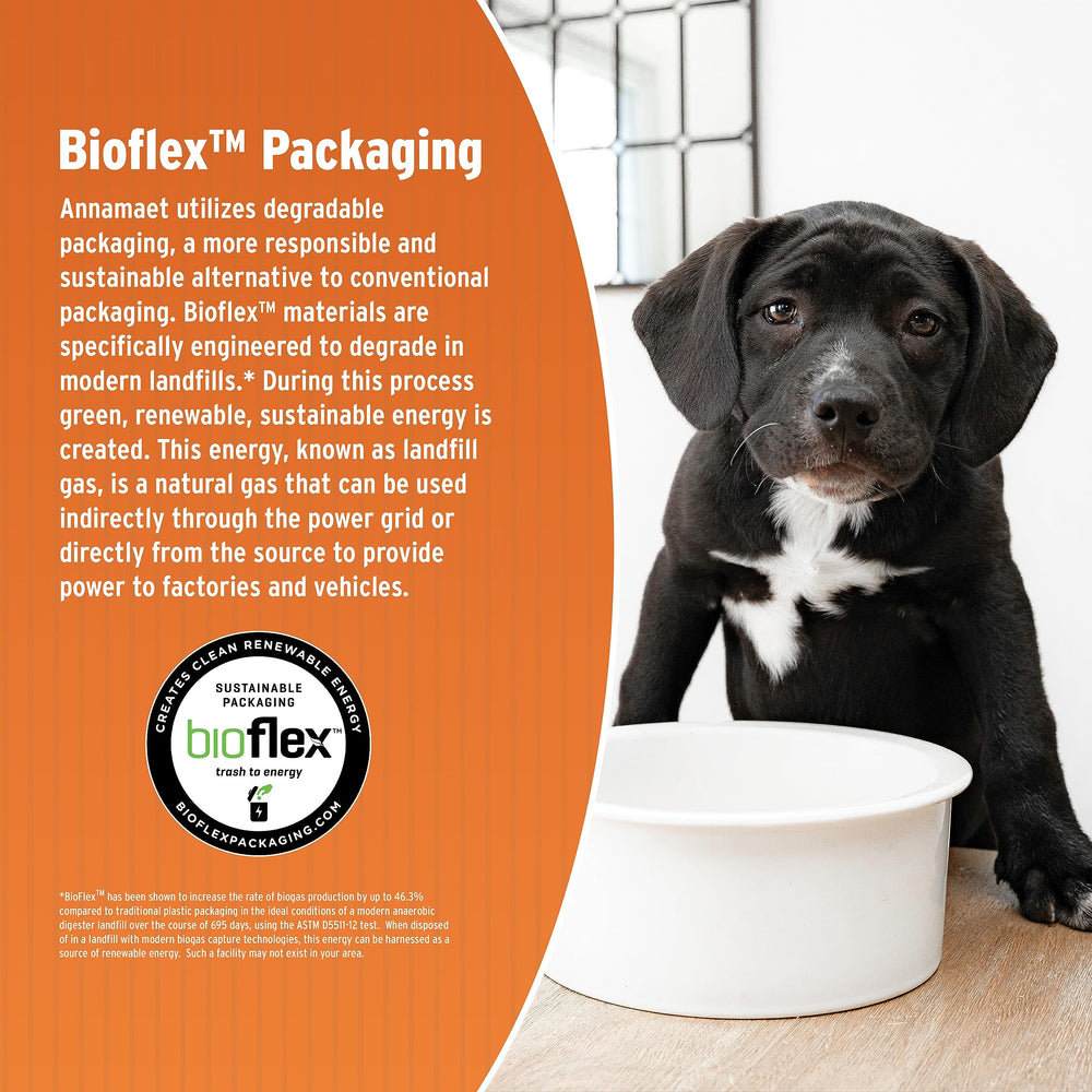 Annamaet Original Puppy, empaque-sostenible, empaque Bio-Flex ecológico.