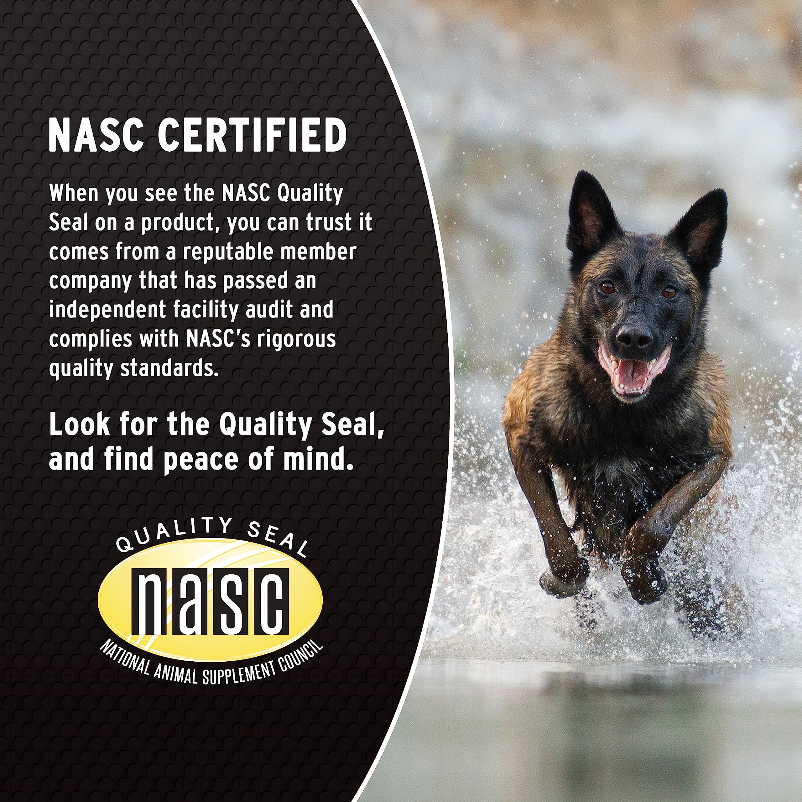 Sello NASC en el envase de Annamaet, garantía de calidad para suplementos caninos.
