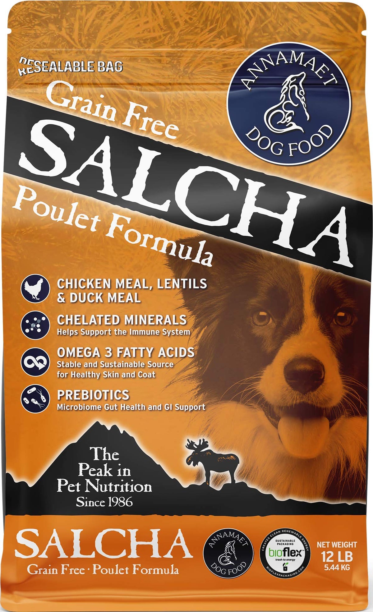 Annamaet Salcha bolsa 12 lb con croquetas de pollo y pato para perros