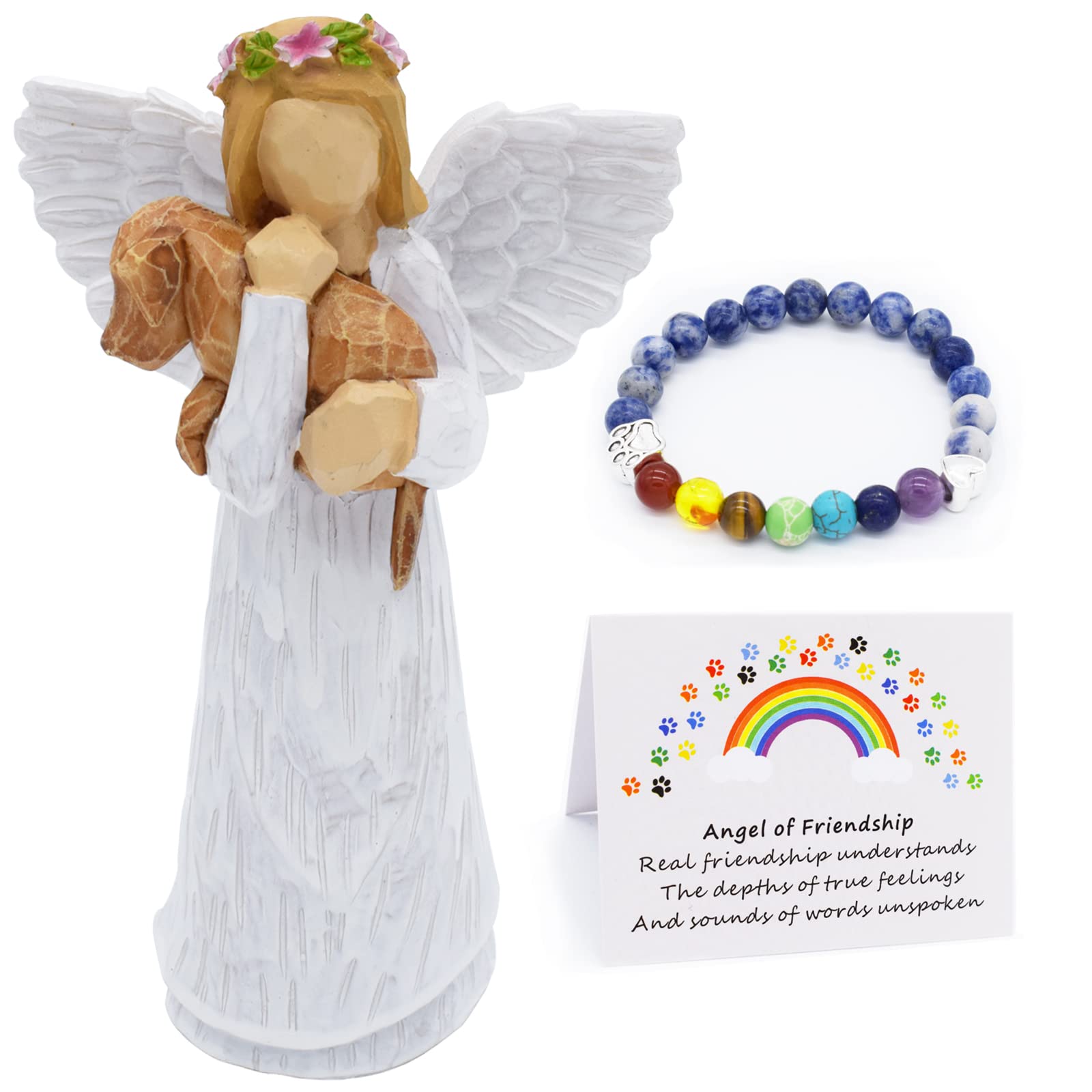 Anrkets ángel de la amistad figura-perro, recuerdo tierno para honrar a tu compañero.