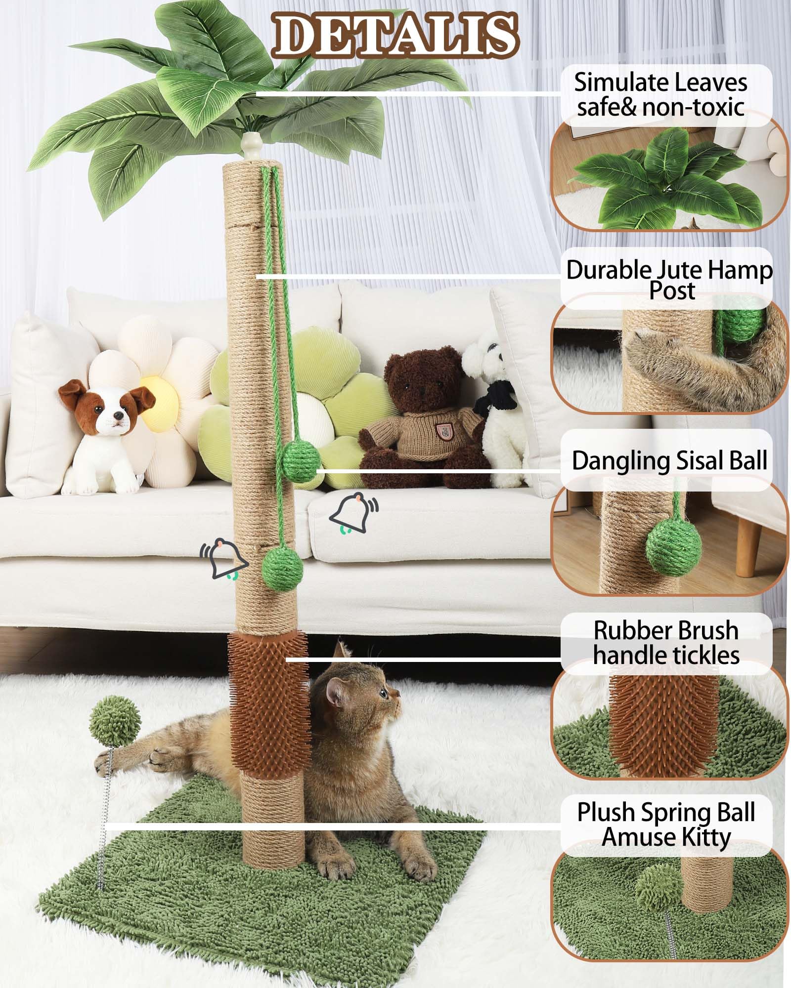 ANWA bola de sisal con campanas para juego interactivo
