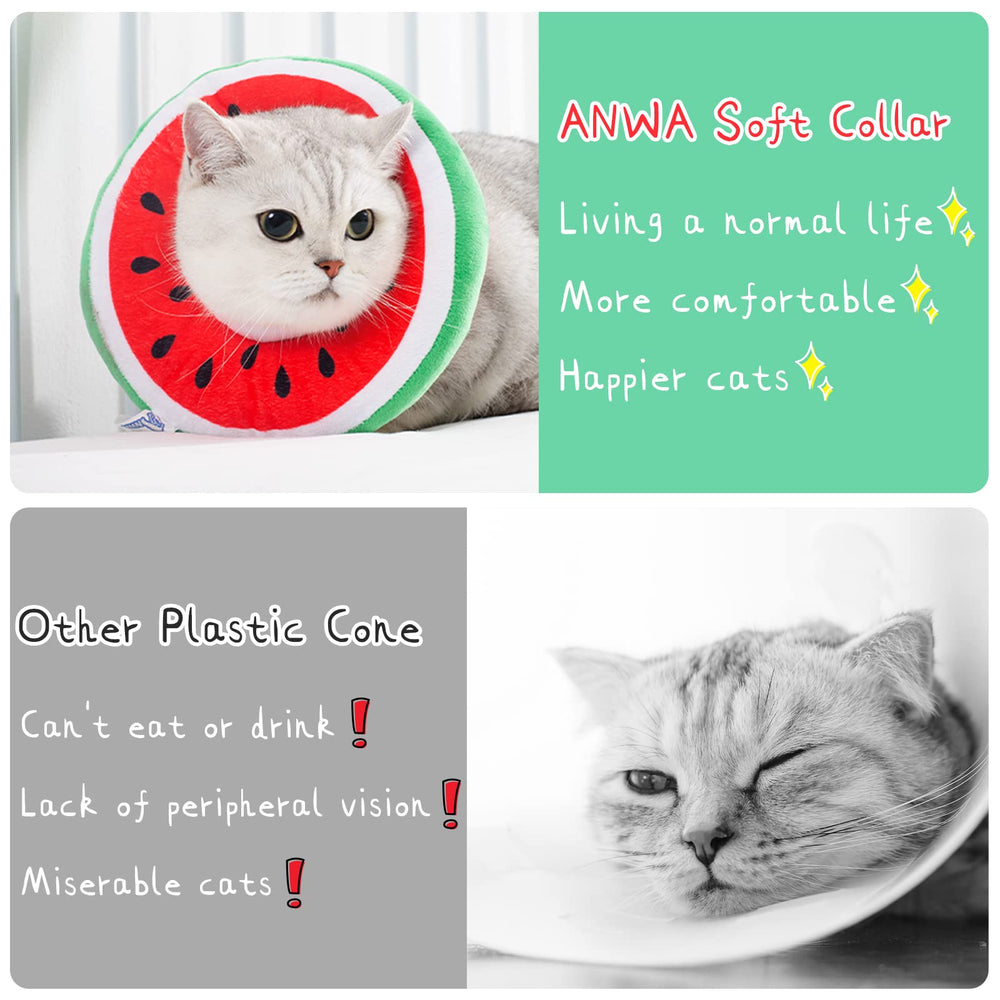 Collar cono ANWA para gato talla S; ajuste seguro para cuellos pequeños.