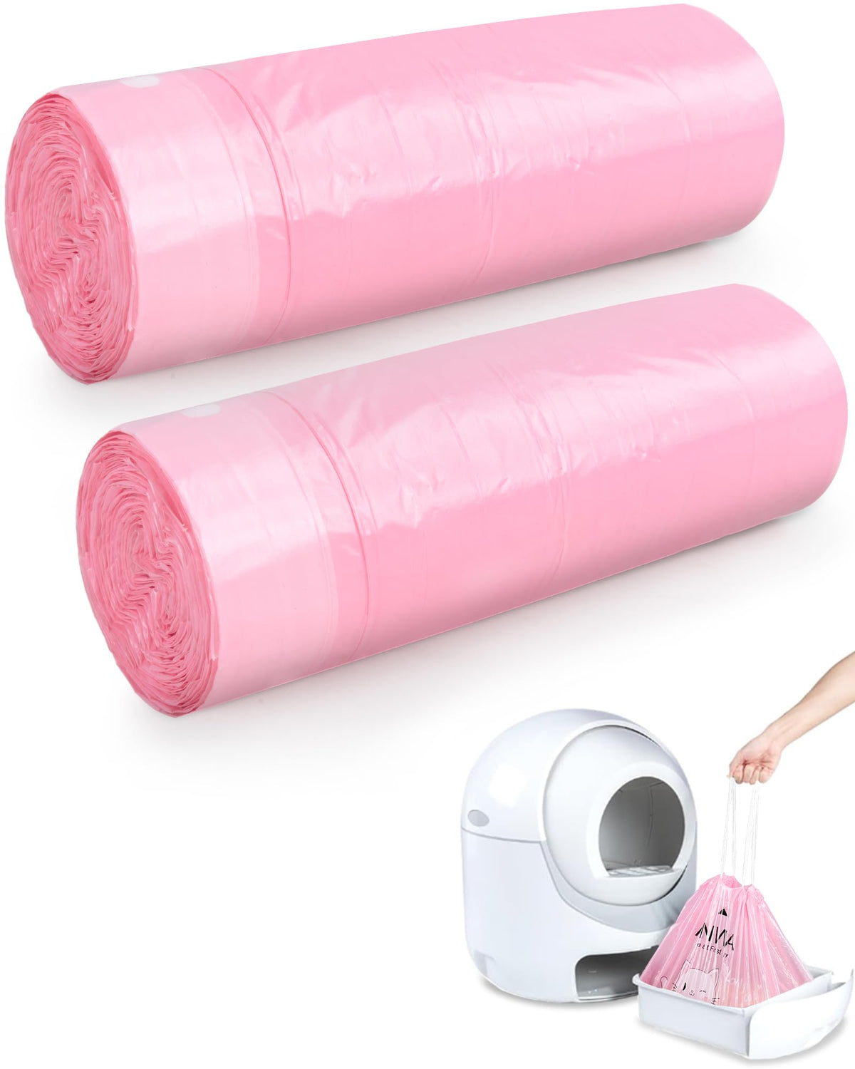 ANWA rollos de bolsas para residuos de gato, prácticos y listos para usar