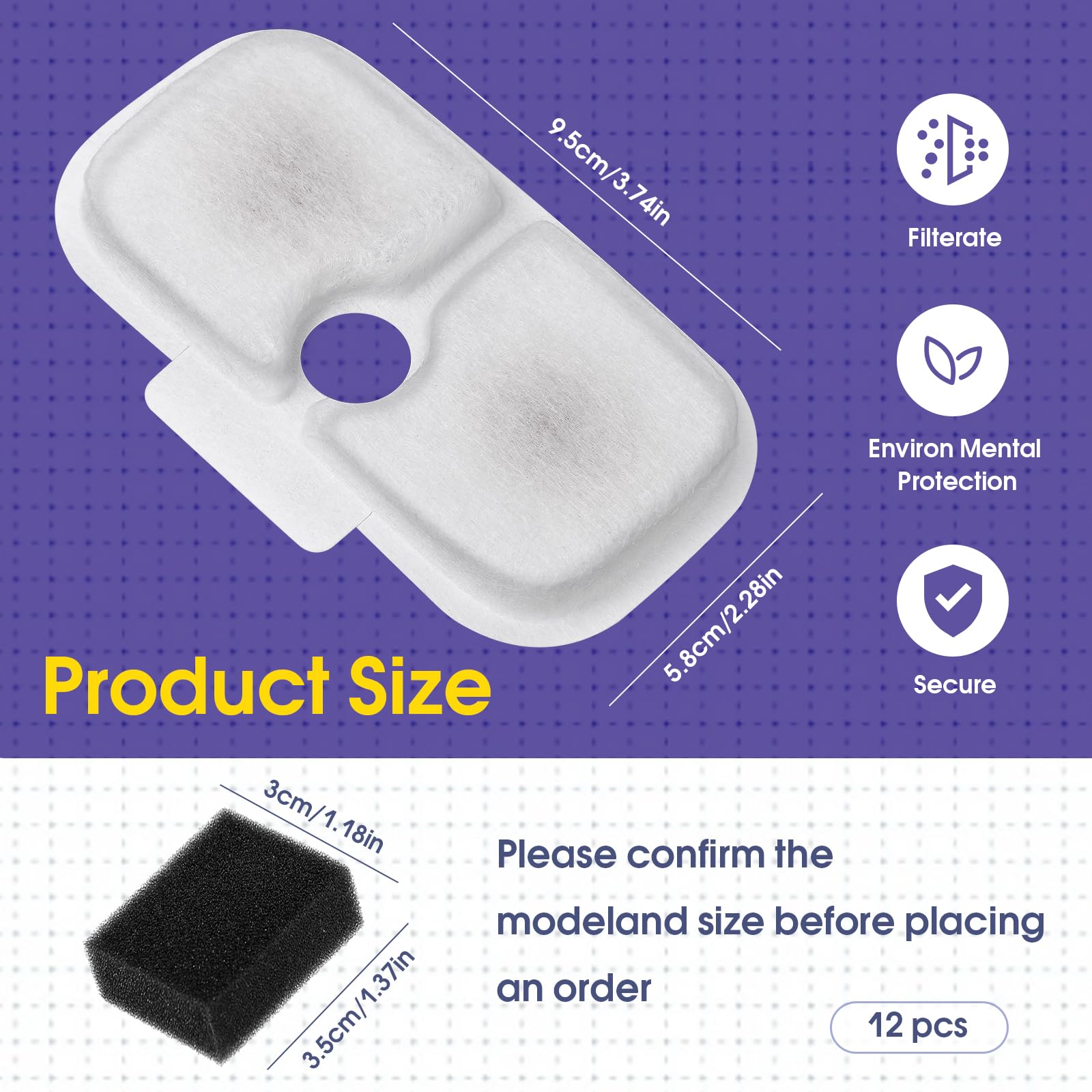AnyEnjoy paquete filtros y esponjas para bebedero felino, fácil de reemplazar