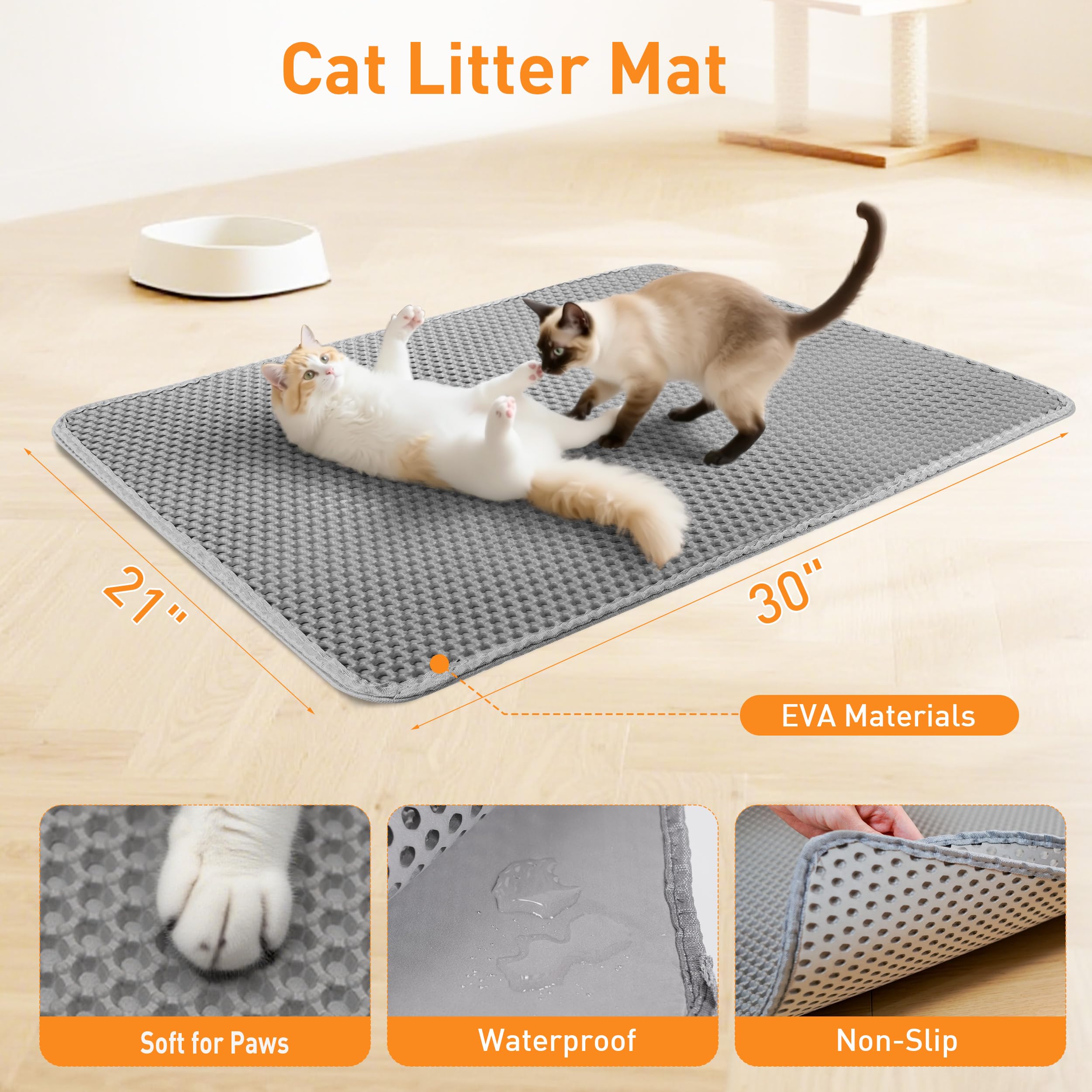 Anywish esterilla arenero para gato patitas atrapan arena y reducen desorden