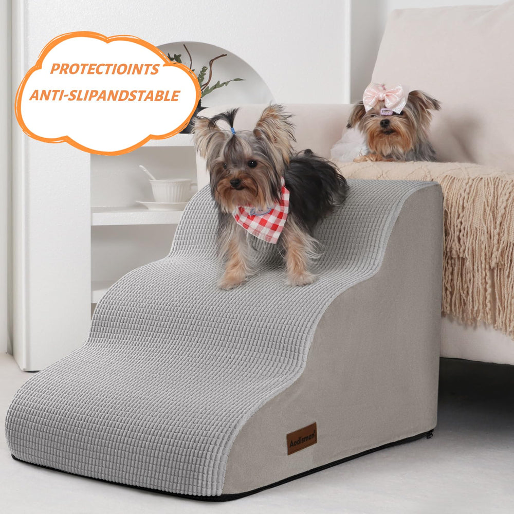 Aodisman escalera para mascotas antideslizante junto al sofá ideal para perros pequeños.
