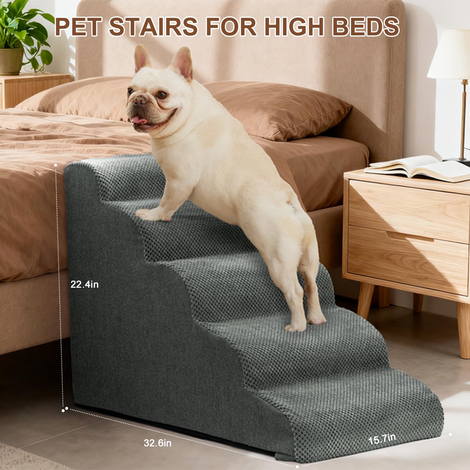 Aodisman escalera para perro, altura 17-7 pulgadas, ideal para camas y sillones.