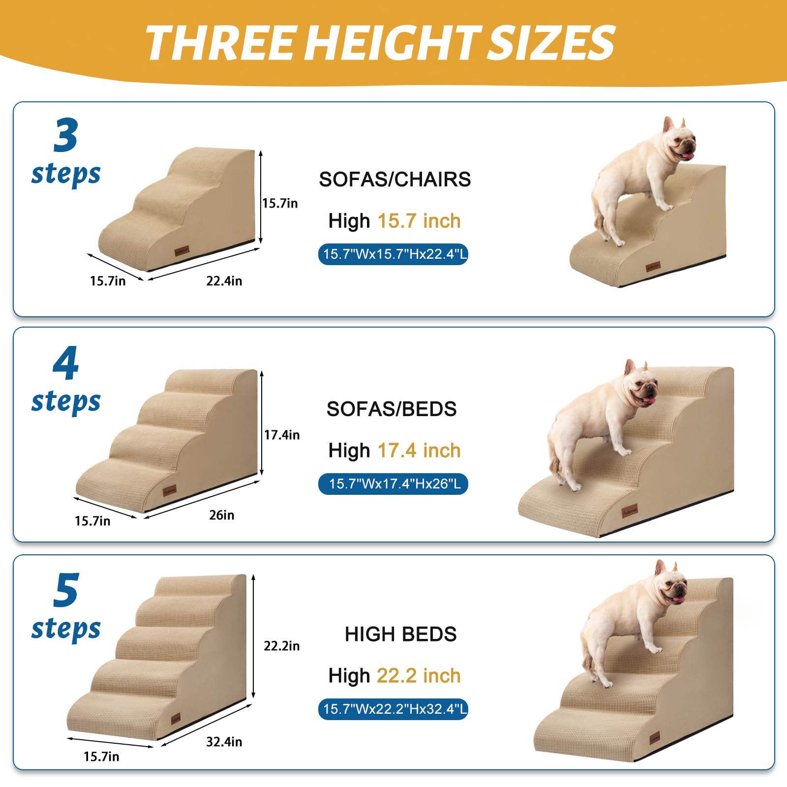 Aodisman escaleras para cama vista lateral adecuada para perros pequeños