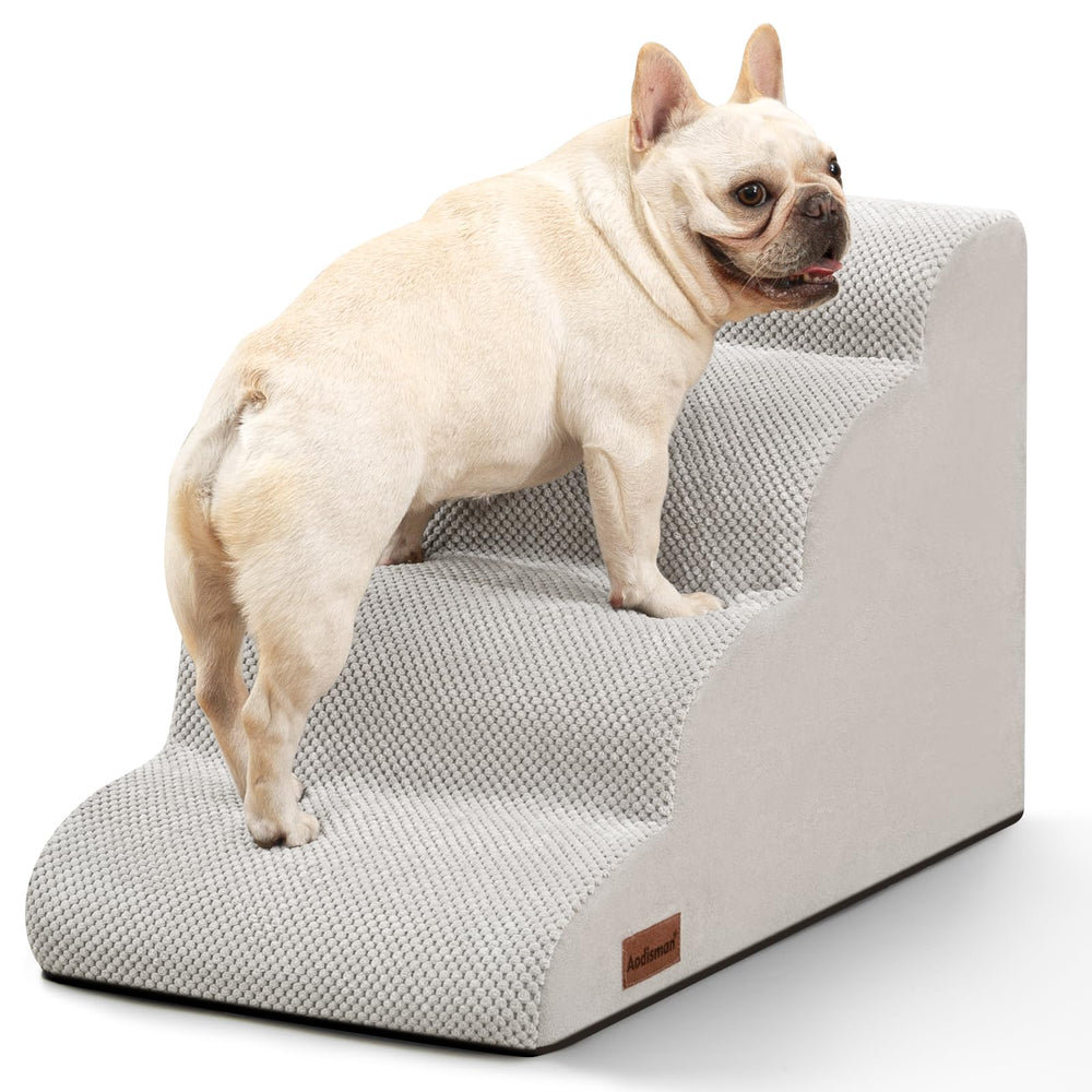 Escalera de Aodisman para perro con diseño curvo para cama, apoyo cómodo al subir.