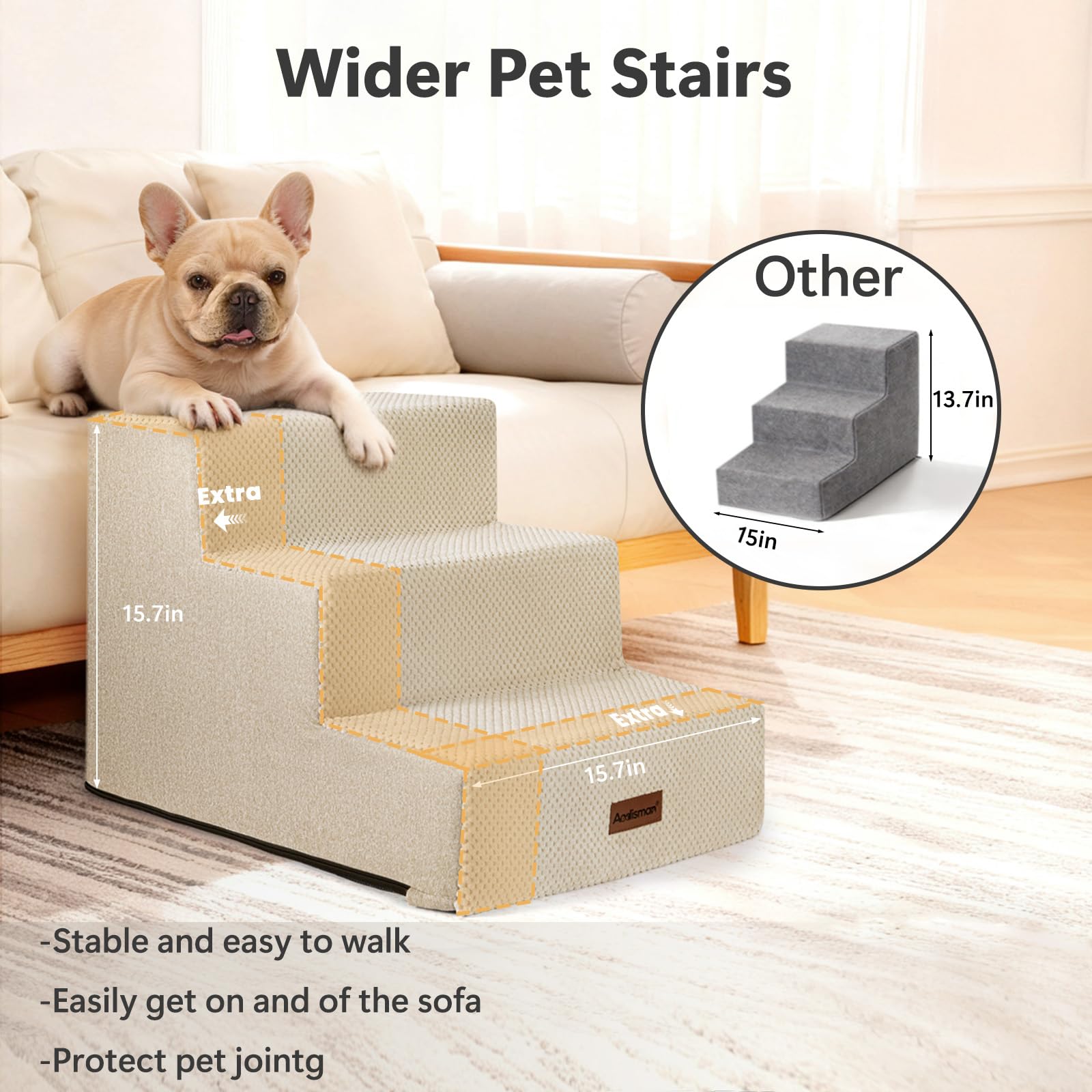 Aodisman escalera para perros 4 pasos frente a la cama para subir con comodidad
