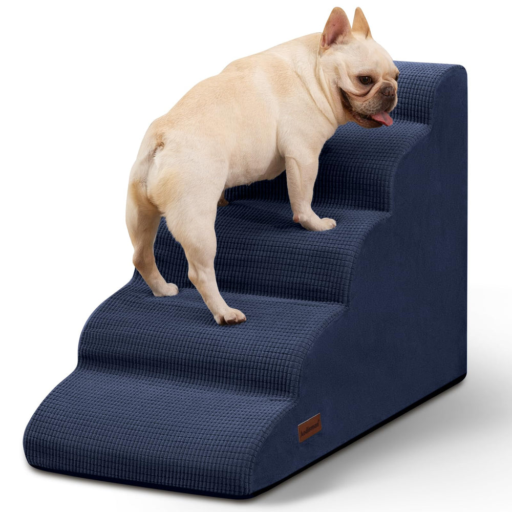 Aodisman escaleras de 5 pasos para perros azules facilitan subir a la cama con seguridad.